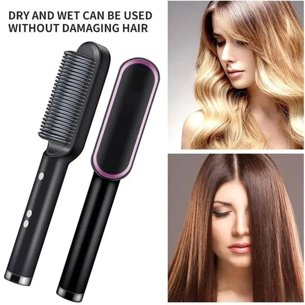 3 IN 1 Multifunctional Hair Straightener Comb Hair Black Red Straightening Brush Portable Comb Fast Heating Men Beard Straightener For Traveling Perfect Gift For Adults