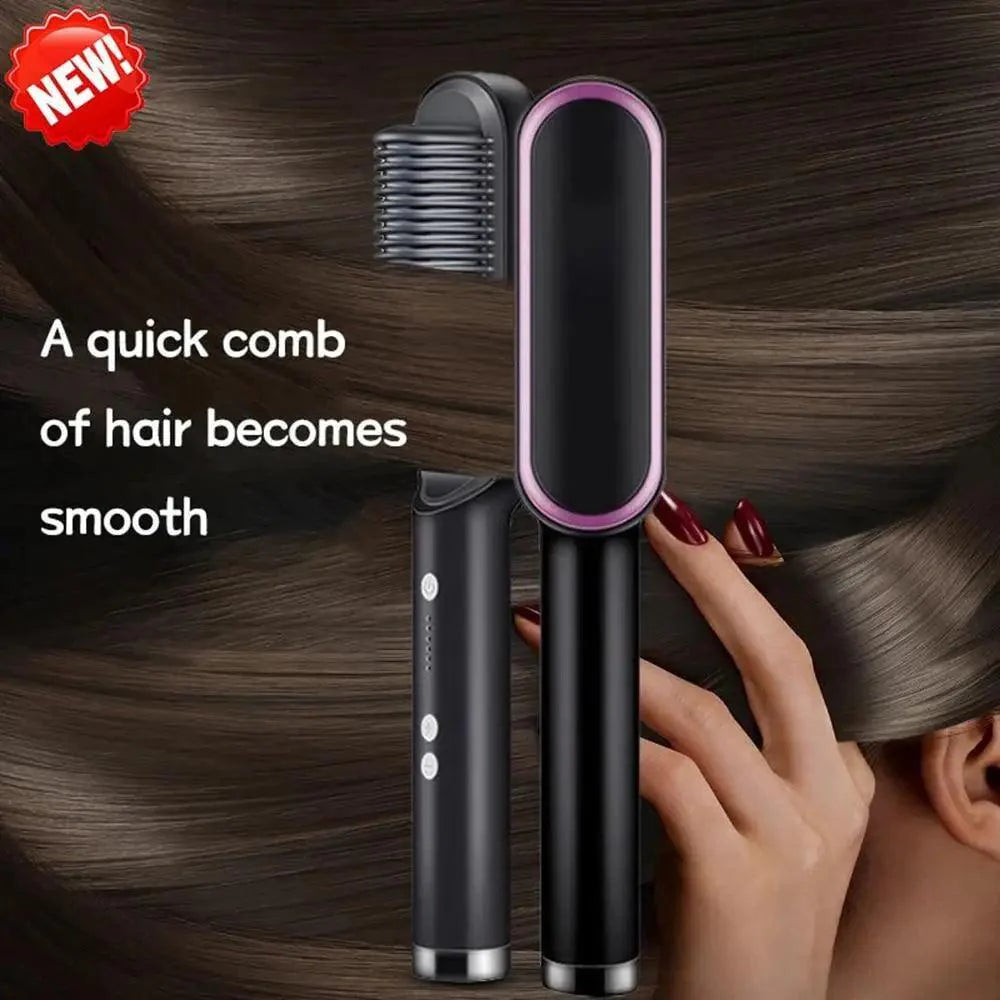 3 IN 1 Multifunctional Hair Straightener Comb Hair Black Red Straightening Brush Portable Comb Fast Heating Men Beard Straightener For Traveling Perfect Gift For Adults