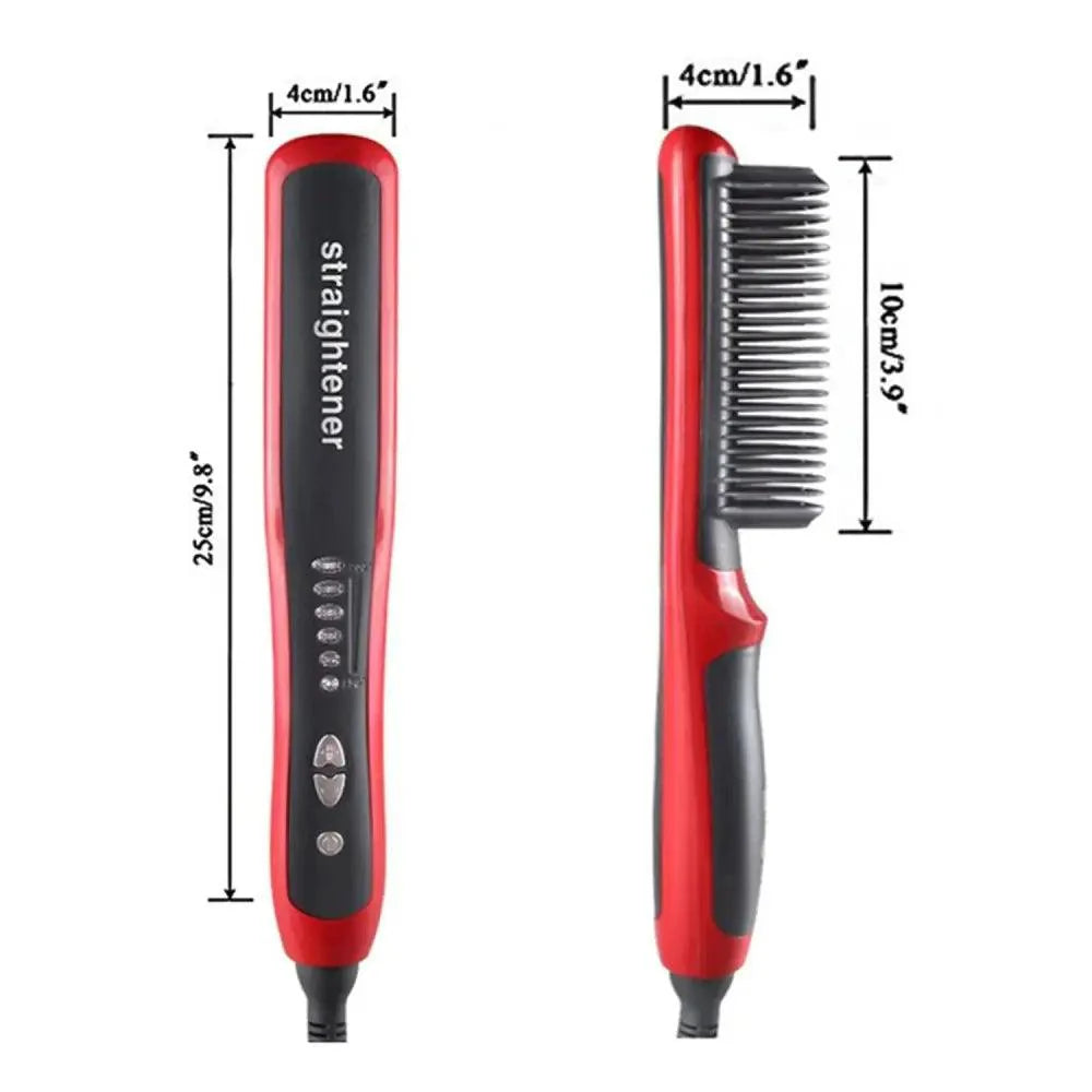 3 IN 1 Multifunctional Hair Straightener Comb Hair Black Red Straightening Brush Portable Comb Fast Heating Men Beard Straightener For Traveling Perfect Gift For Adults