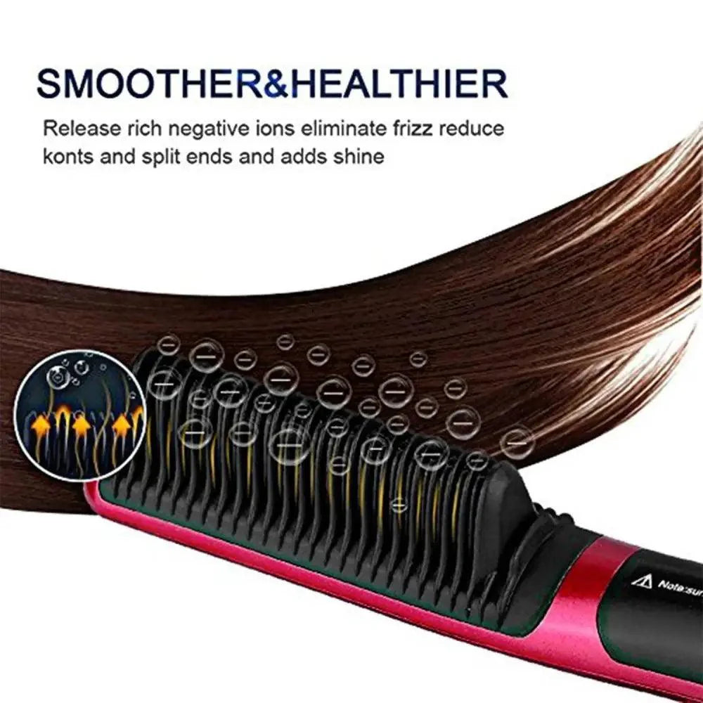 3 IN 1 Multifunctional Hair Straightener Comb Hair Black Red Straightening Brush Portable Comb Fast Heating Men Beard Straightener For Traveling Perfect Gift For Adults