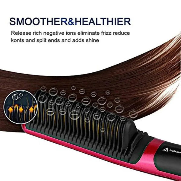 3 IN 1 Multifunctional Hair Straightener Comb Hair Black Red Straightening Brush Portable Comb Fast Heating Men Beard Straightener For Traveling Perfect Gift For Adults