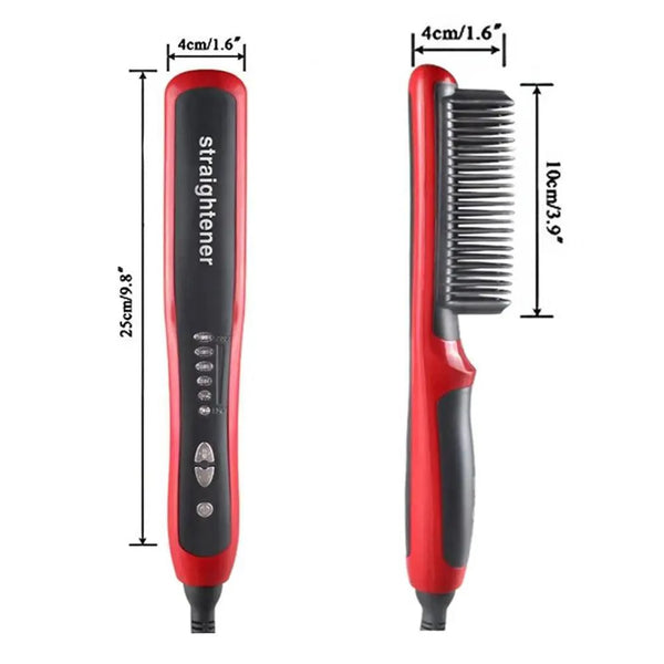 3 IN 1 Multifunctional Hair Straightener Comb Hair Black Red Straightening Brush Portable Comb Fast Heating Men Beard Straightener For Traveling Perfect Gift For Adults