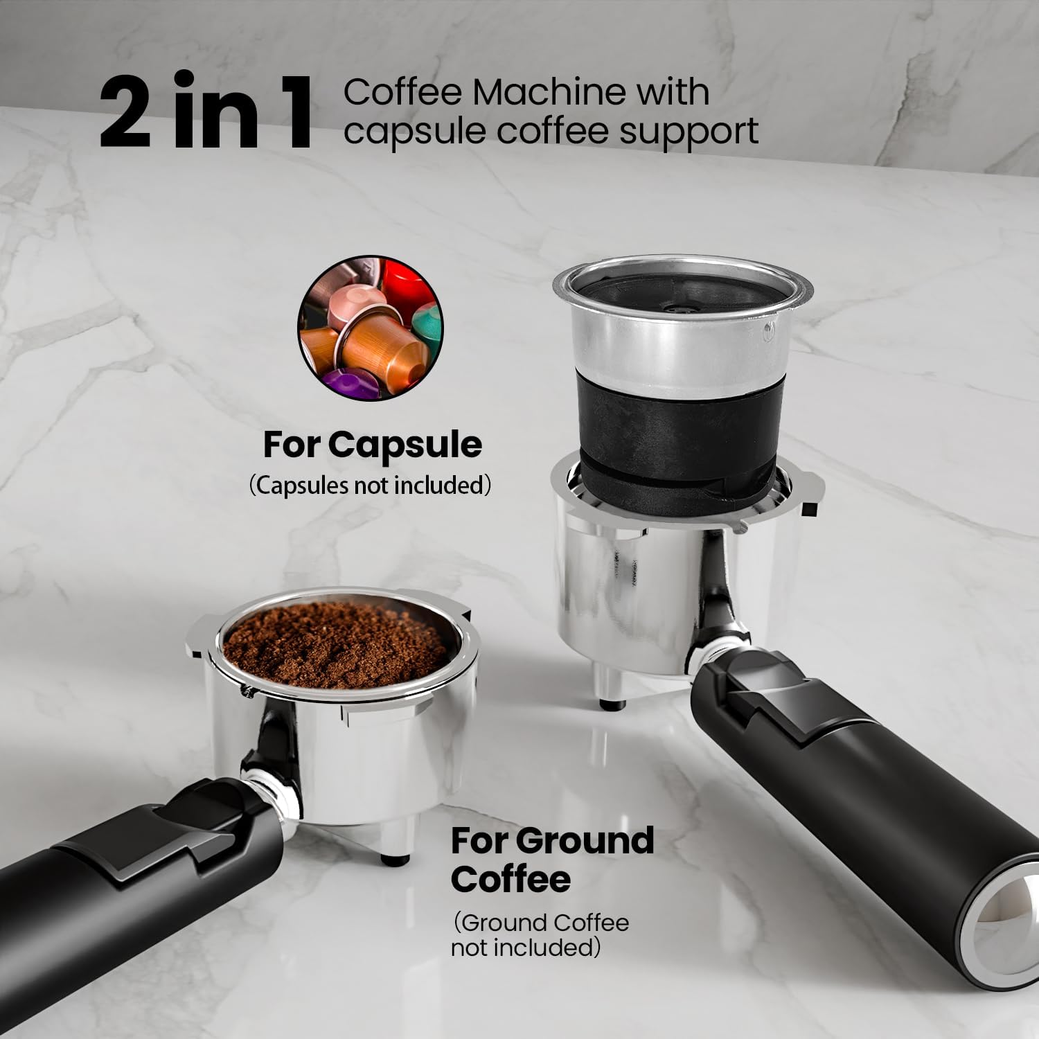 3 in 1 Professional Espresso Maker with Dual Heating System & Capsule Compatible CM8011 Kismile