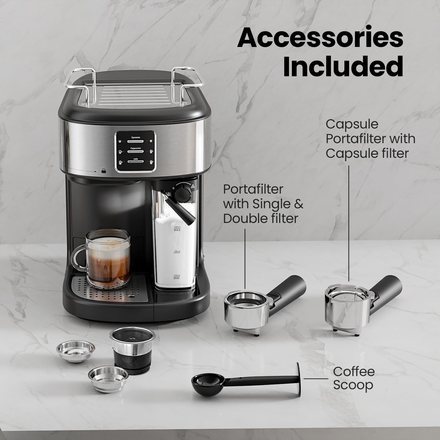 3 in 1 Professional Espresso Maker with Dual Heating System & Capsule Compatible CM8011 Kismile