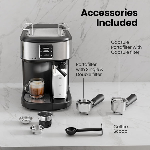 3 in 1 Professional Espresso Maker with Dual Heating System & Capsule Compatible CM8011 Kismile