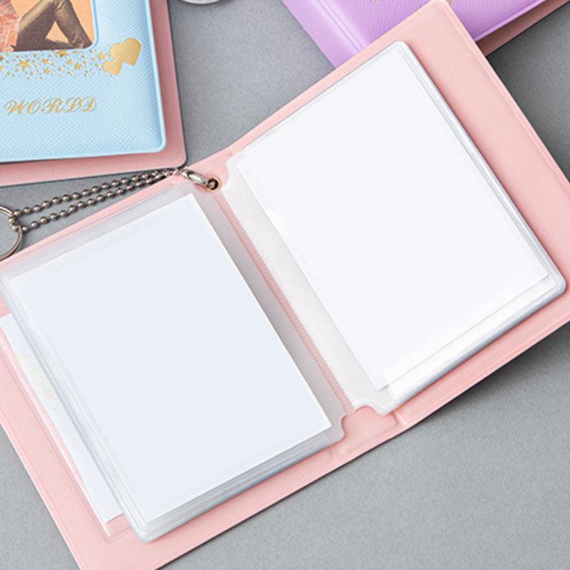 3 Inch Mini Photo Album 32 Pockets Square Hollow Card Holder Bronzing Stars Picture Storage Case PVC Photocard Holder DIY Photo Albums Birthday Gift Family Scrapbook Albums Family Anniversary Gift For Couple