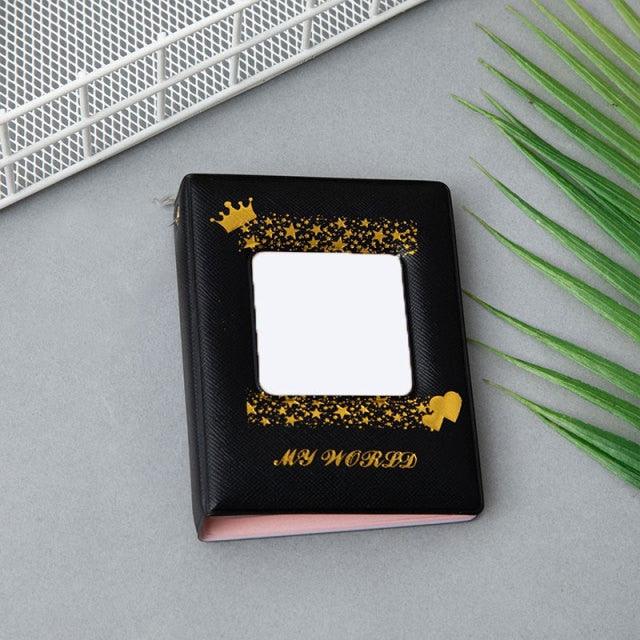3 Inch Mini Photo Album 32 Pockets Square Hollow Card Holder Bronzing Stars Picture Storage Case PVC Photocard Holder DIY Photo Albums Birthday Gift Family Scrapbook Albums Family Anniversary Gift For Couple