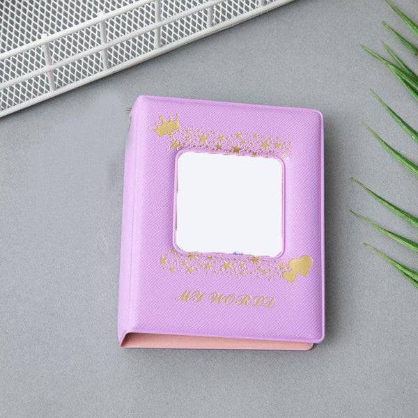 3 Inch Mini Photo Album 32 Pockets Square Hollow Card Holder Bronzing Stars Picture Storage Case PVC Photocard Holder DIY Photo Albums Birthday Gift Family Scrapbook Albums Family Anniversary Gift For Couple