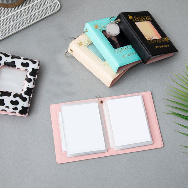 3 Inch Mini Photo Album 32 Pockets Square Hollow Card Holder Bronzing Stars Picture Storage Case PVC Photocard Holder DIY Photo Albums Birthday Gift Family Scrapbook Albums Family Anniversary Gift For Couple