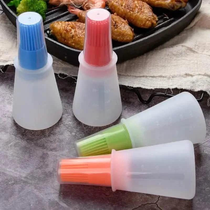 3-Pack: 2.2oz Silicone BBQ Oil Bottle Brush with Flat-Bottom Design