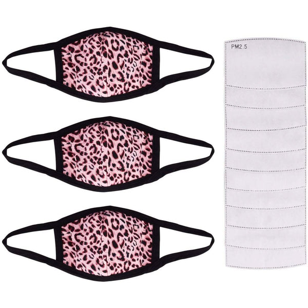 3-Pack: Adult Cotton Reusable Face Masks with 10 Filters