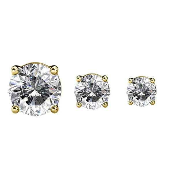 3-Pairs: Elements of Love Crystal Stud Earrings