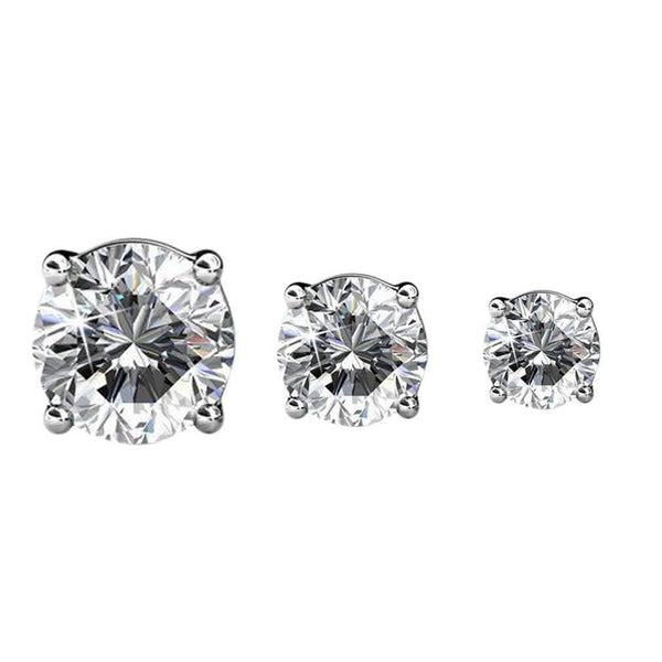3-Pairs: Elements of Love Crystal Stud Earrings