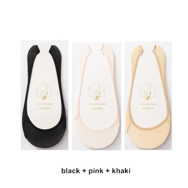 3 Pairs Invisible Boat Socks Women Summer Silicone Non-Slip Socks for High Invisible Heels Ice Silk Socks for Women