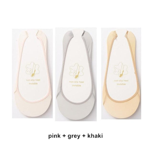 3 Pairs Invisible Boat Socks Women Summer Silicone Non-Slip Socks for High Invisible Heels Ice Silk Socks for Women