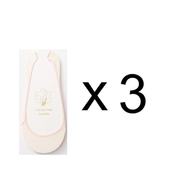 3 Pairs Invisible Boat Socks Women Summer Silicone Non-Slip Socks for High Invisible Heels Ice Silk Socks for Women