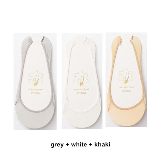 3 Pairs Invisible Boat Socks Women Summer Silicone Non-Slip Socks for High Invisible Heels Ice Silk Socks for Women