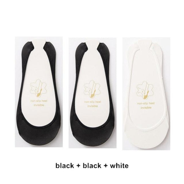 3 Pairs Invisible Boat Socks Women Summer Silicone Non-Slip Socks for High Invisible Heels Ice Silk Socks for Women