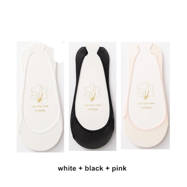 3 Pairs Invisible Boat Socks Women Summer Silicone Non-Slip Socks for High Invisible Heels Ice Silk Socks for Women