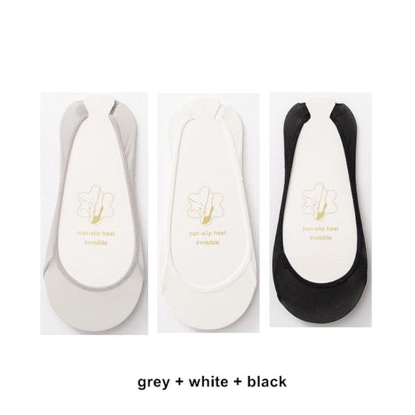 3 Pairs Invisible Boat Socks Women Summer Silicone Non-Slip Socks for High Invisible Heels Ice Silk Socks for Women
