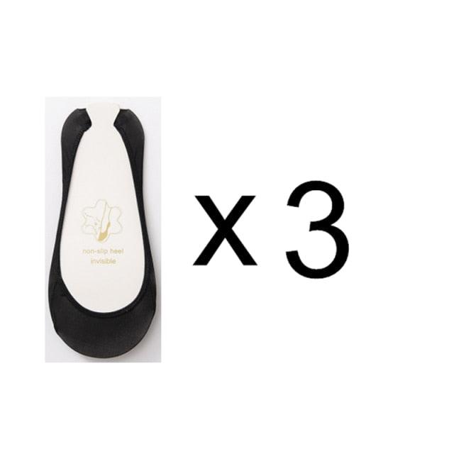 3 Pairs Invisible Boat Socks Women Summer Silicone Non-Slip Socks for High Invisible Heels Ice Silk Socks for Women