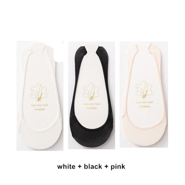 3 Pairs Invisible Boat Socks Women Summer Silicone Non-Slip Socks for High Invisible Heels Ice Silk Socks for Women