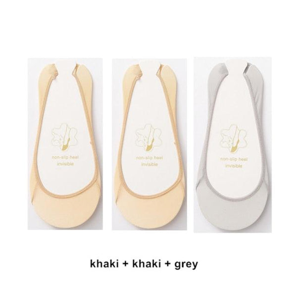 3 Pairs Invisible Boat Socks Women Summer Silicone Non-Slip Socks for High Invisible Heels Ice Silk Socks for Women