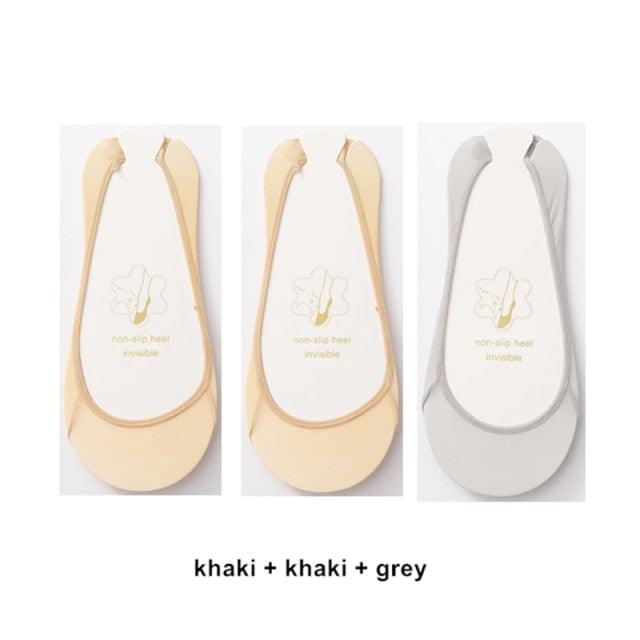 3 Pairs Invisible Boat Socks Women Summer Silicone Non-Slip Socks for High Invisible Heels Ice Silk Socks for Women