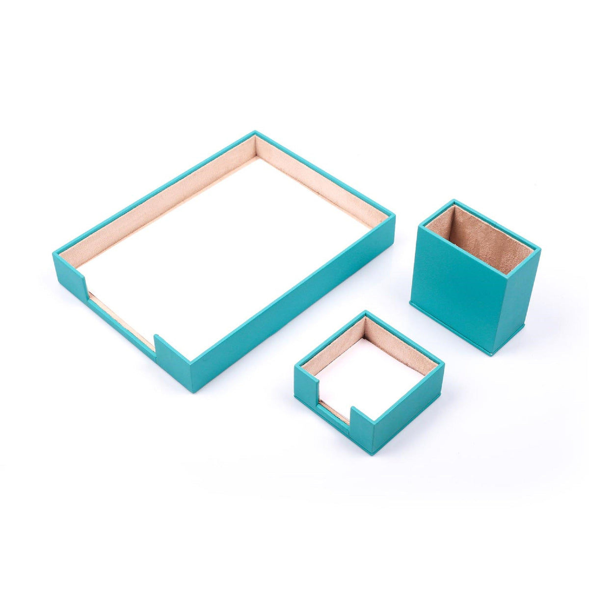 MOOG Leather Desk Set-3 Accessories-Single Document Tray - Green  - 3 PCS