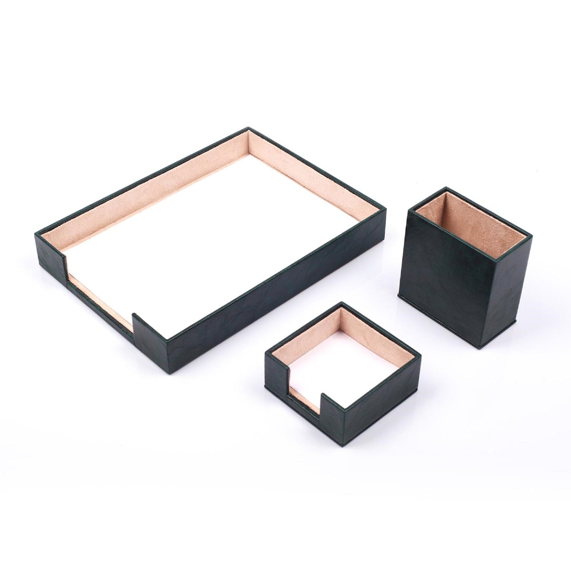 MOOG Leather Desk Set-3 Accessories-Single Document Tray - Turquoise - 3 PCS
