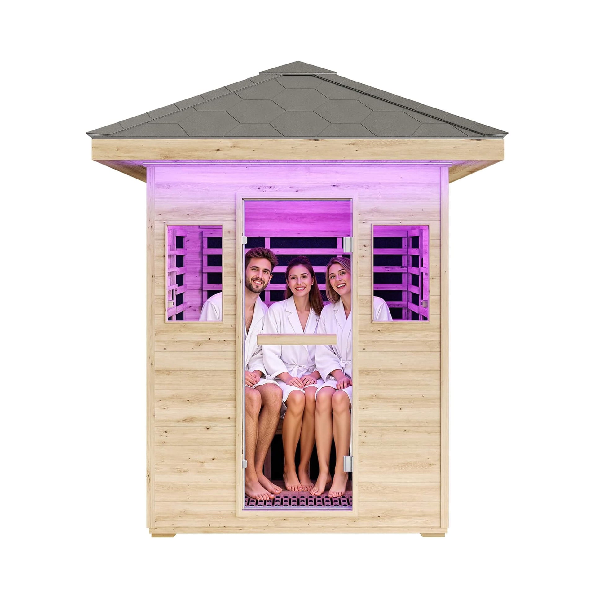 Zurich 3-Person Low EMF Spruce Wood Outdoor Infrared Sauna With Bluetooth Speakers And LED Lights (SAK59047)