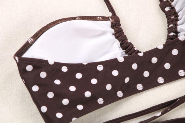 3-Piece Bikinis Suit Halter Polka Dot Swimwear Women Beachwear Women's 3 Piece Bikini Set Swimsuit Cover Ups Sheer Sarongs Beach Wrap Skirt Bathing Suit Swimsuit Female Holiday Beach Skirt Bikini Set