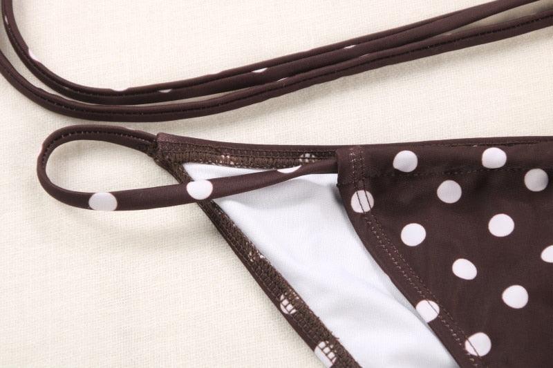 3-Piece Bikinis Suit Halter Polka Dot Swimwear Women Beachwear Women's 3 Piece Bikini Set Swimsuit Cover Ups Sheer Sarongs Beach Wrap Skirt Bathing Suit Swimsuit Female Holiday Beach Skirt Bikini Set