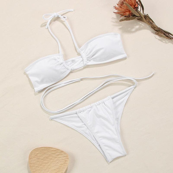 3-Piece Bikinis Suit Halter Polka Dot Swimwear Women Beachwear Women's 3 Piece Bikini Set Swimsuit Cover Ups Sheer Sarongs Beach Wrap Skirt Bathing Suit Swimsuit Female Holiday Beach Skirt Bikini Set