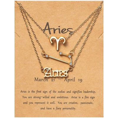 3-Piece: Constellation Zodiac Layer Necklaces