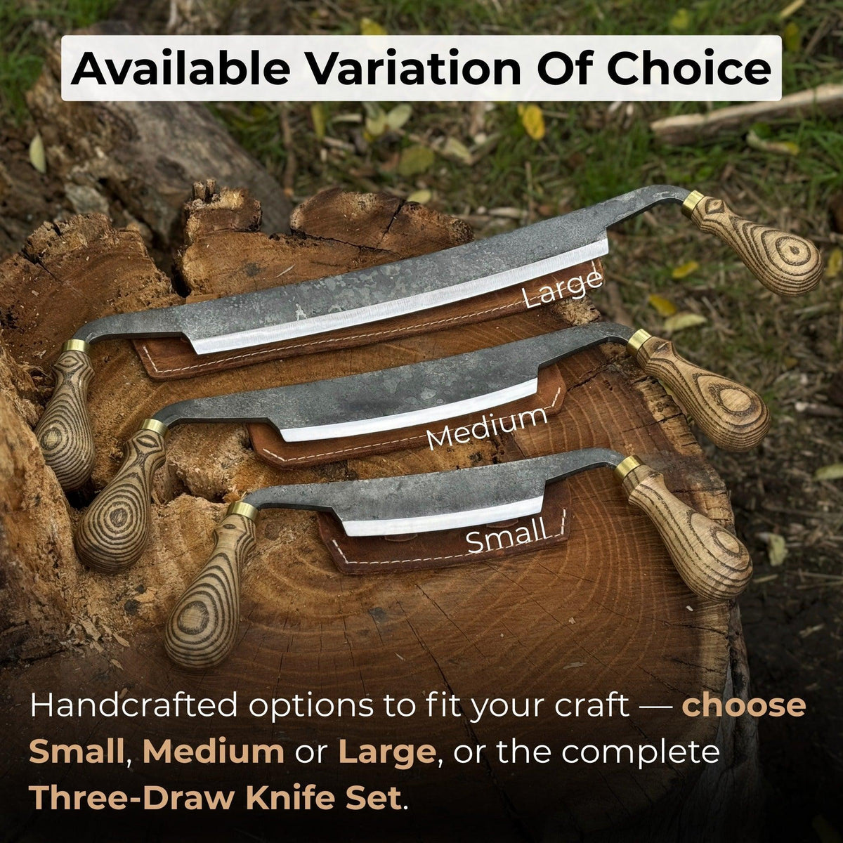 3-Piece Curved Drawknife (Palm Handles) Set