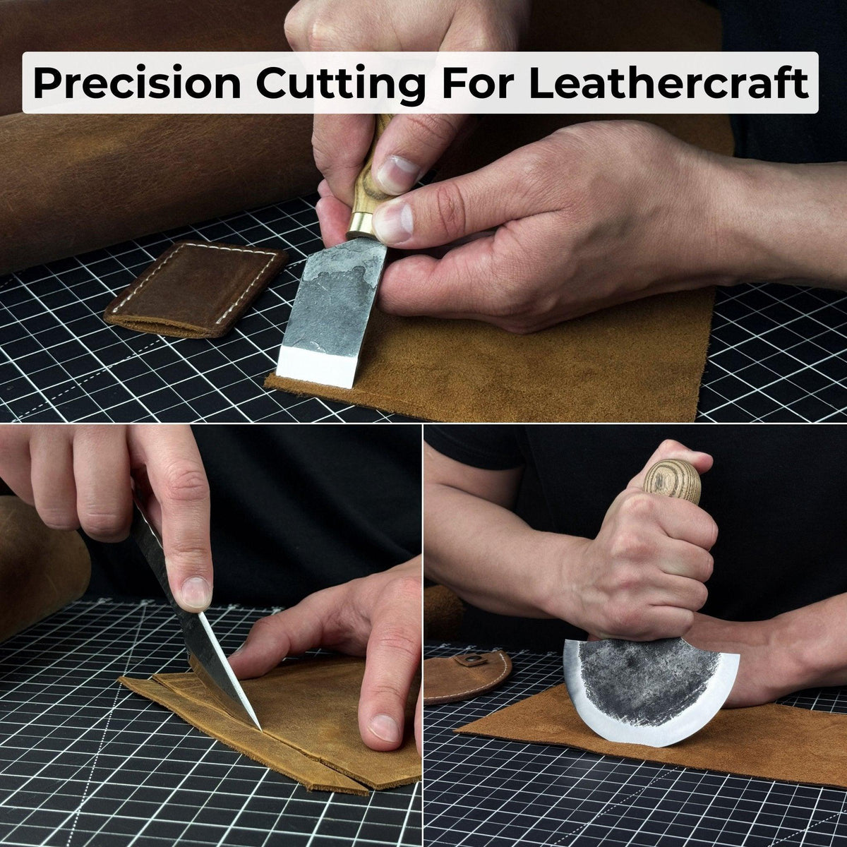 3-Piece Leatherworking Knife Set with Leather Sheaths