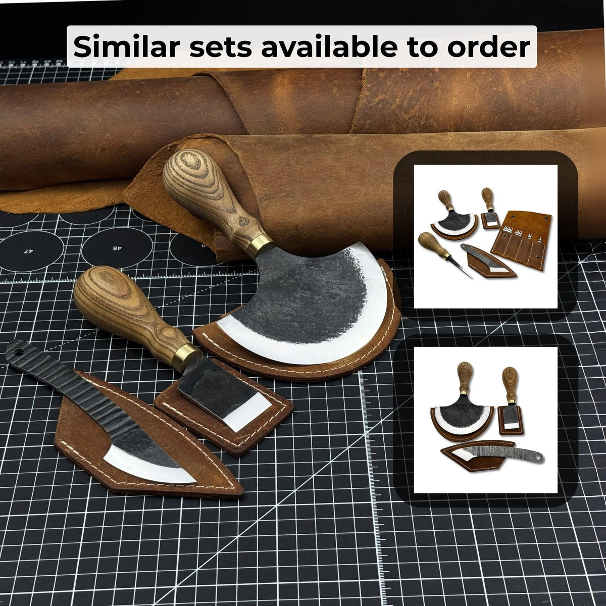 3-Piece Leatherworking Knife Set with Leather Sheaths