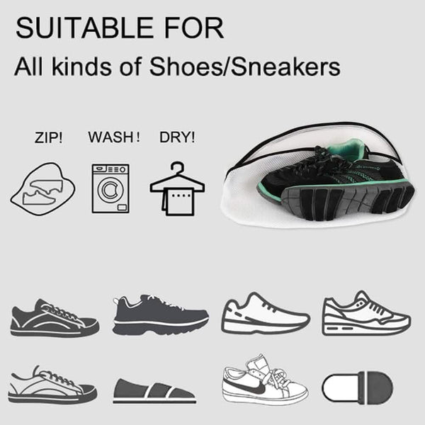 3-Piece Set: Mesh Shoe Laundry Bags with Zip Closure
