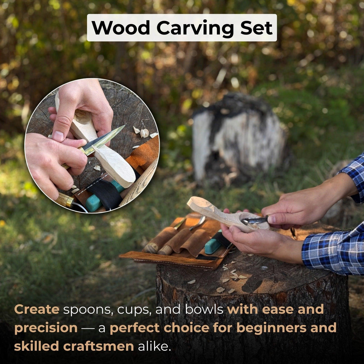 3-Piece Spoon Carving Tool Set with Sharpening Board