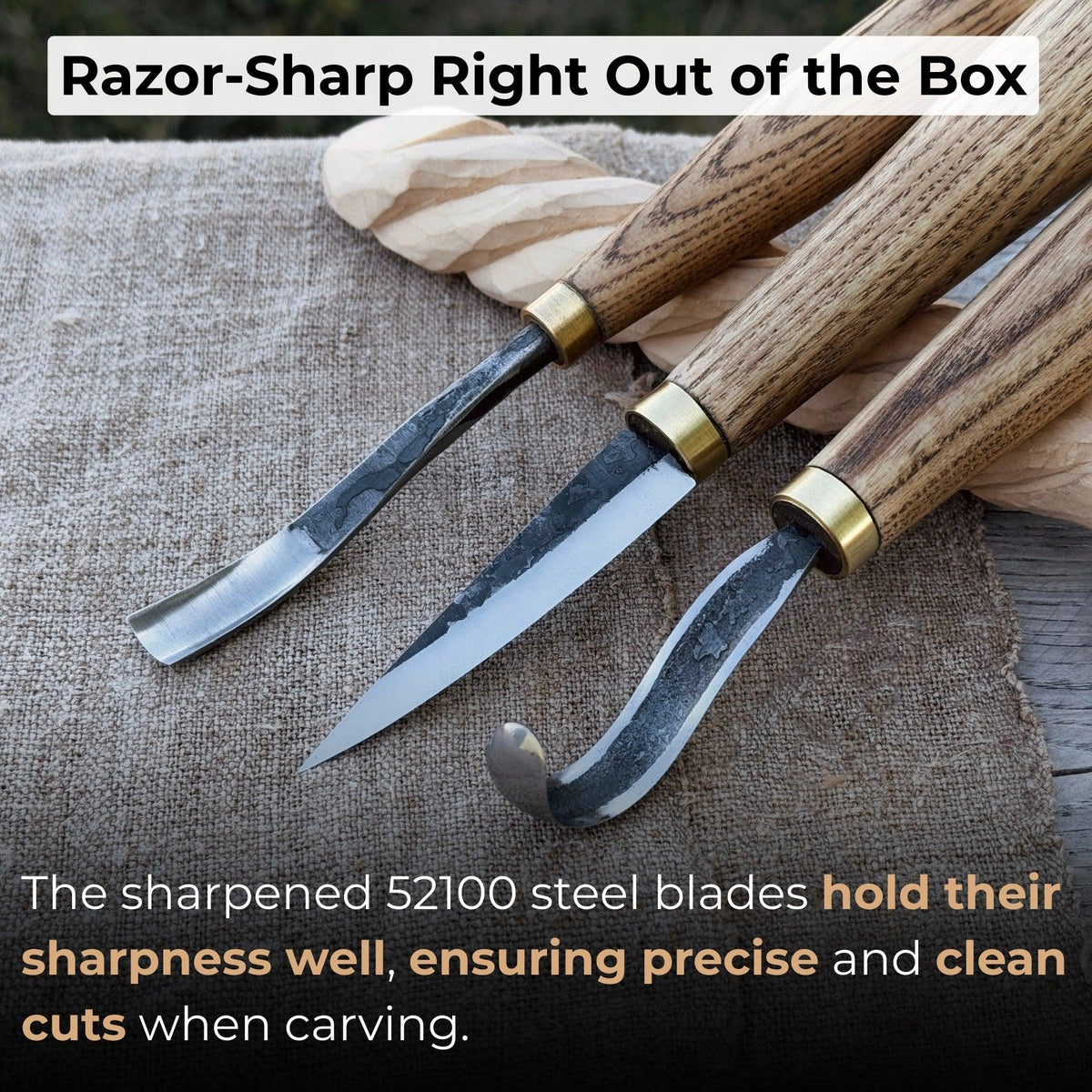 3-Piece Spoon Carving Tool Set with Sharpening Board
