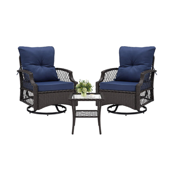 Alora 3-Piece Wicker Patio Bistro Set W/ Swivel Chairs And Table (SAK14789)