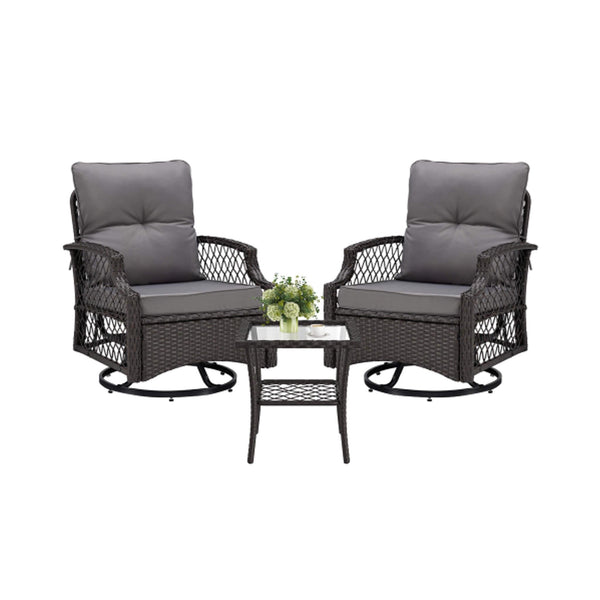 Alora 3-Piece Wicker Patio Bistro Set W/ Swivel Chairs And Table (SAK14789)
