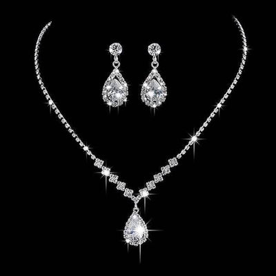 3-Piece: Women's Diamond Cubic Zirconia Necklace Earrings Set