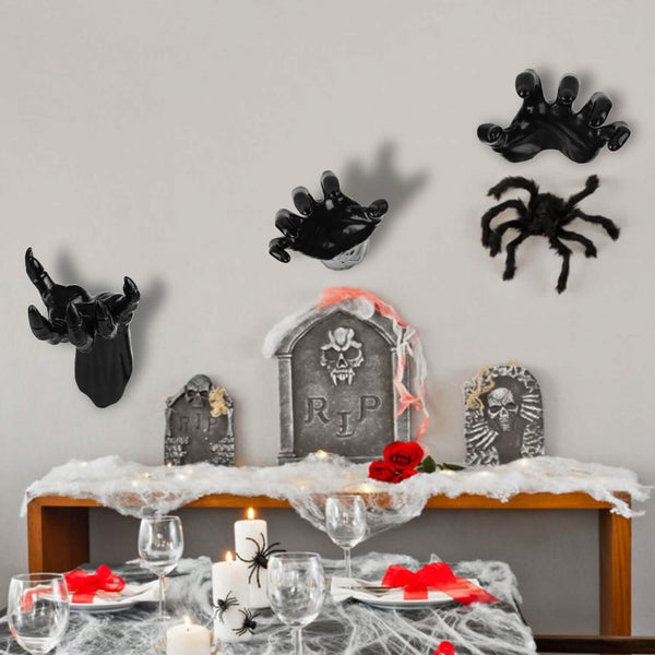 3-Pieces: Creepy Reaching Hands with Lighted Candles Wall Mounted