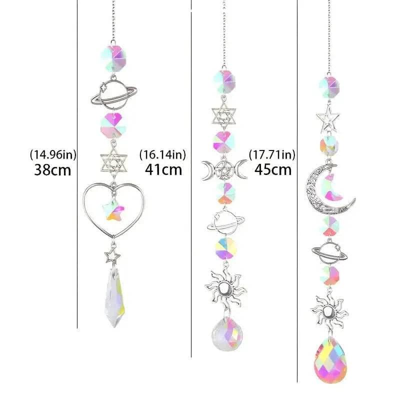 3-Pieces: Crystal Wind Chime Pendant Catcher Diamond Prisms