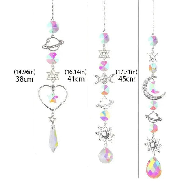 3-Pieces: Crystal Wind Chime Pendant Catcher Diamond Prisms