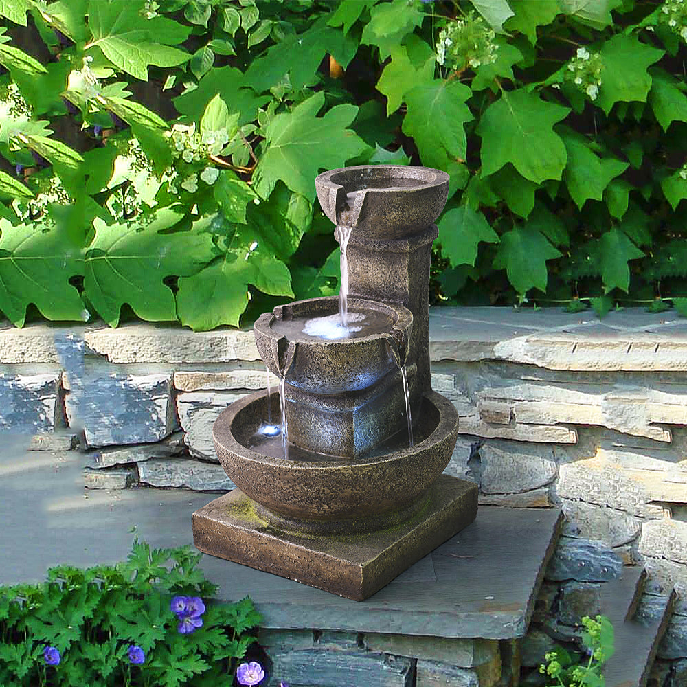 Resin Classical 3 Tier Tabletop Garden Fountain 16 Inch