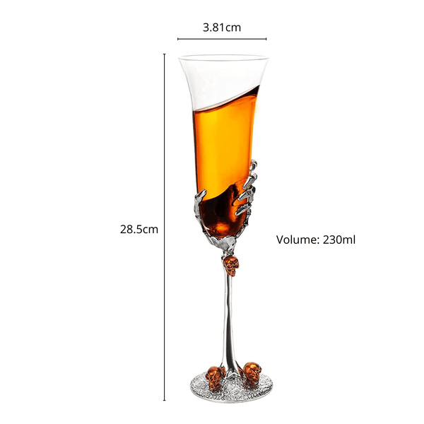 Stemmed Skeleton Champagne Glasses Set of 2 by The Wine Savant - 7oz Skeleton Glasses 9