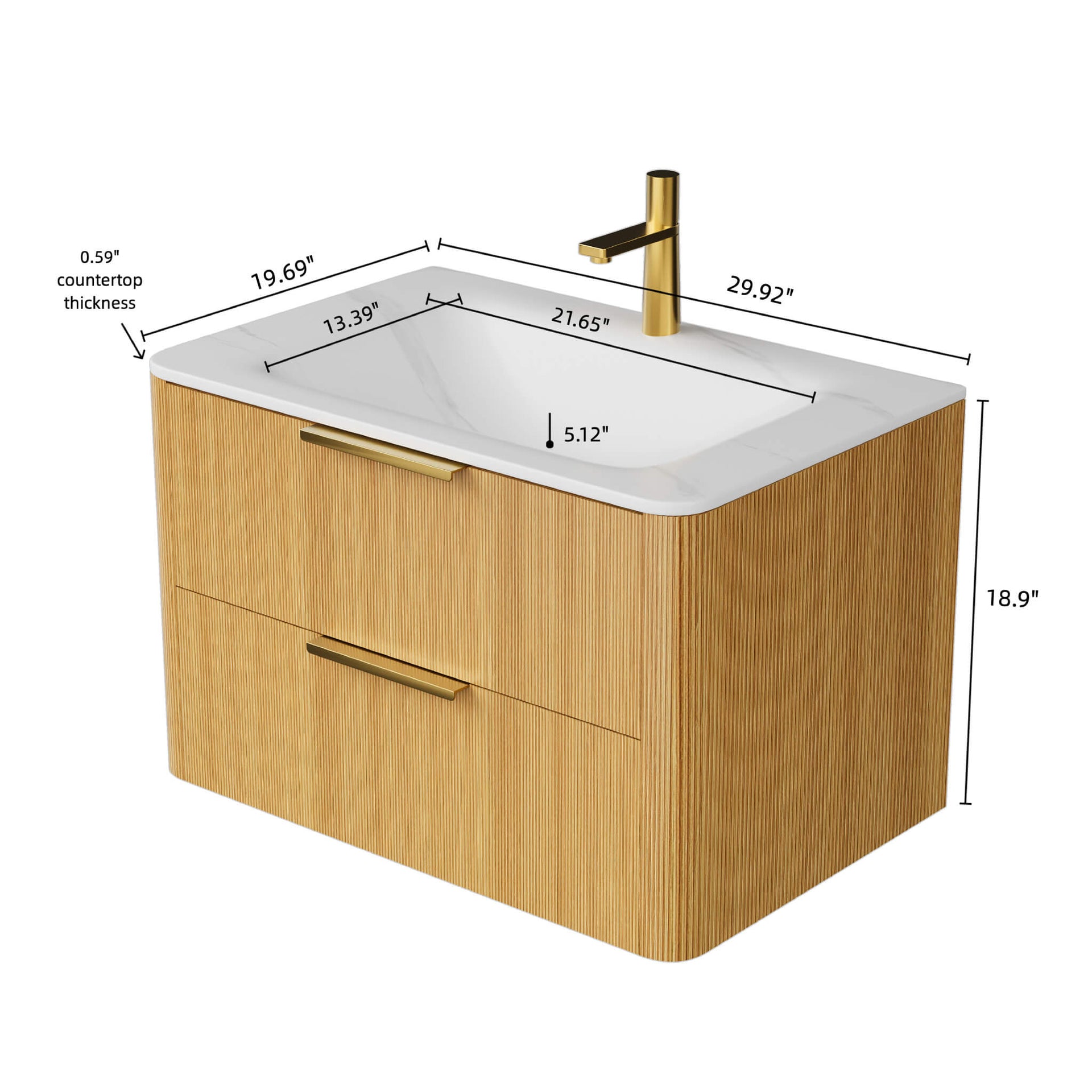 Luxury 30/36-Inch Sintered Stone Floating Bathroom Vanity With Sink (SAK70429)